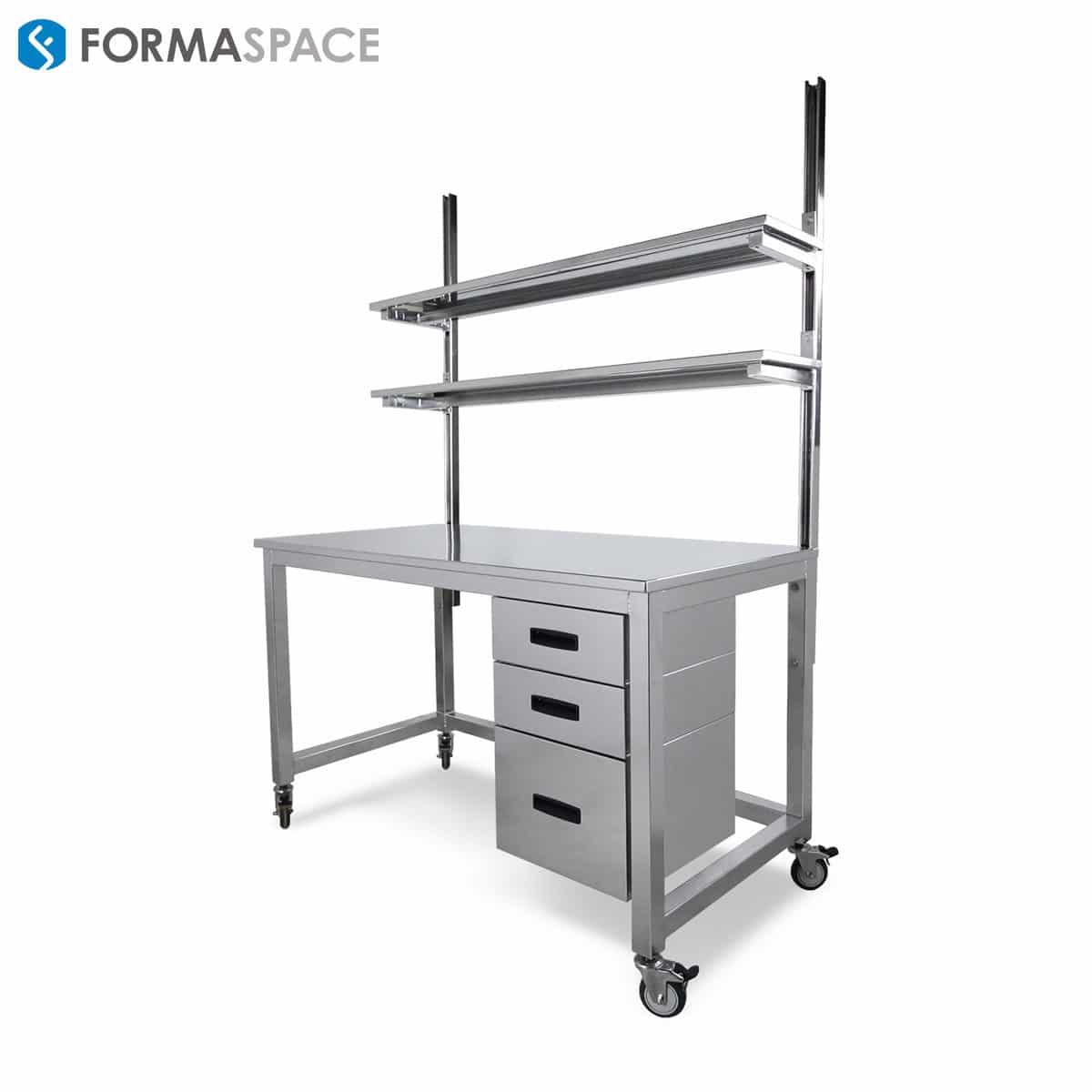 stainless steel workbench on casters