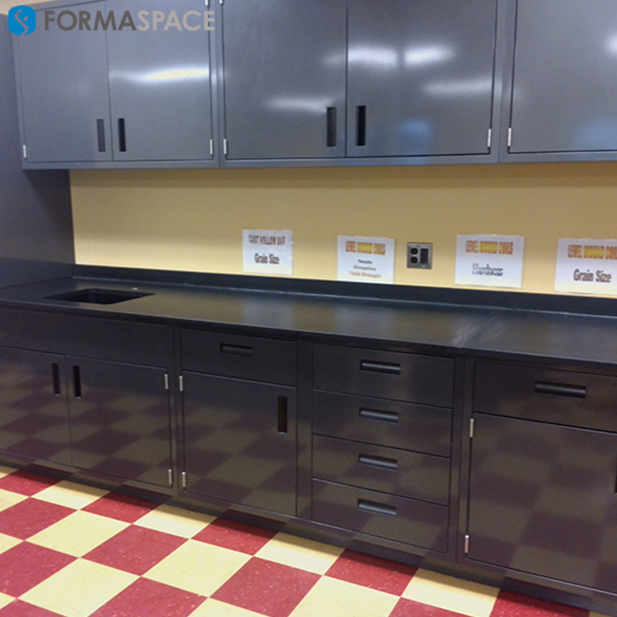 Chemical Resistant Steel Casework with Upper & Lower Storage