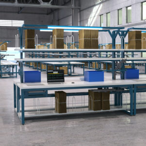 Material Handling Industrial Workstations with Custom Cutout