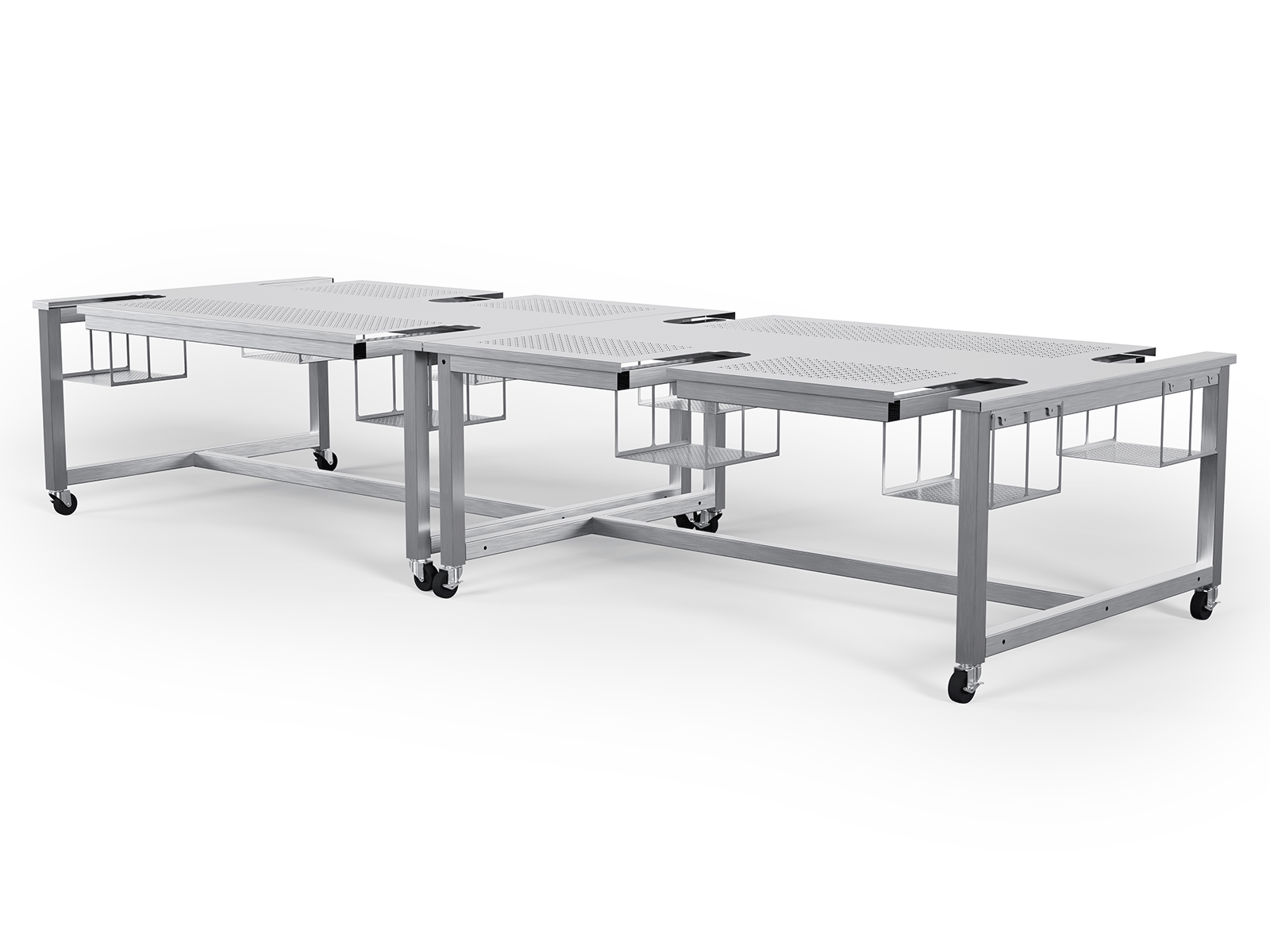 stainless steel clinical lab table with casters for mobility