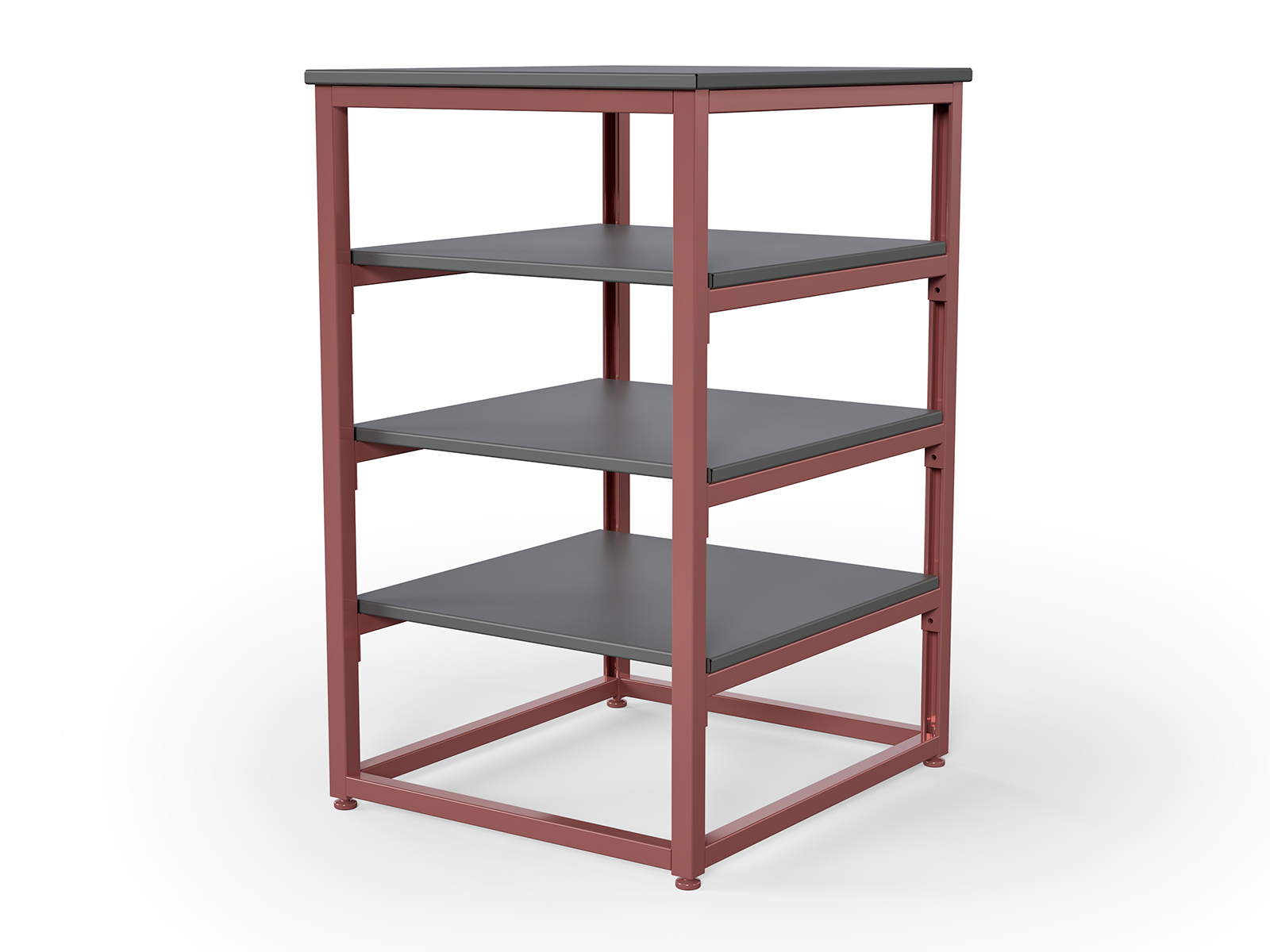 steel grey pearlescent shelves with red frame